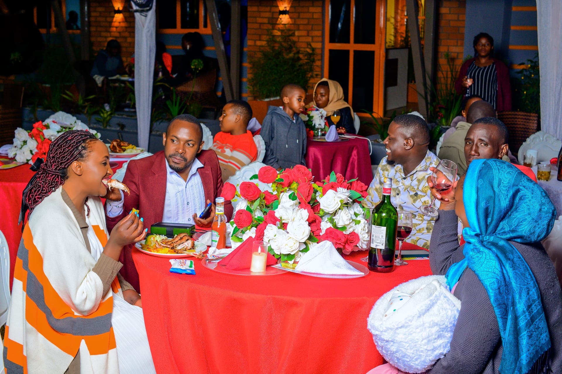 Waiters serving guests